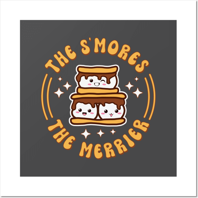 The S'mores The Merrier Funny Kawaii Camping Wall Art by Cuteness Klub